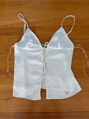 Zara White Satin Tie-Fromt Camisole Size XS